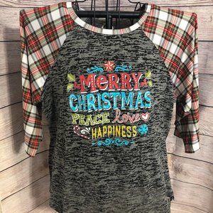 🌸Christmas Baseball Style Plaid 3/4 Sleeve Shirt XXL🌸